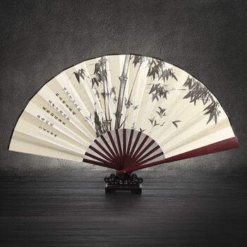 Tatanice men's folding fan gift box chinese style classic men's silk fan birthday gift 10 inch ink bamboo