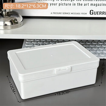 Anime bear's new ins-style white flip-top storage box for card and account materials dust-proof storage desktop stationery organizer 1# white flip-top storage box small size