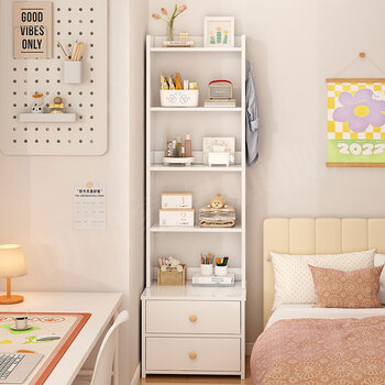 Liku bedside table modern minimalist home bedroom bedside cabinet plus height bookshelf storage cabinet storage cabinet bedside storage rack recommended 5 layers丨warm white 40*40*160
