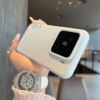 Mifushi liquid silicone lining flocking suitable for xiaomi 15pro mobile phone case solid color xiaomi 17 new xiaomi 14ultra all-inclusive anti-fall 15spro protective cover for men and women blue cloud color liquid silicone-lining flocking-skin-friendly feel xiaomi 15