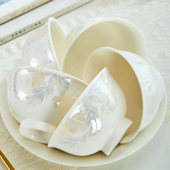 Jingdezhen (jdz) ceramic high bowl household anti-scalding new style bowl special high-value bowl for home eating bowl thin and light tuya 4.5 tall bowl 10 pieces