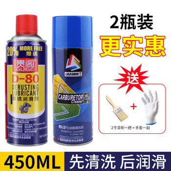 Guige rust remover door and window lubricant hinge metal quick cleaning rust remover anti-screw and bolt loosening artifact carburetor cleaning agent + rust removal lubricant 2 bottles combination