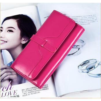 Kangaroo (kangaroo) pure leather women's wallet women's long 2024 chinese valentine's day multifunctional genuine leather clutch can hold mobile phone wallet trendy rose red (cow leather anti-theft brush)