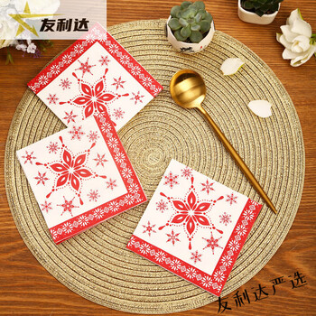 Shijanu 2024 new european and american style three-layer thickened western food paper napkin table decoration disposable placemat paper christmas impression 4nce5520