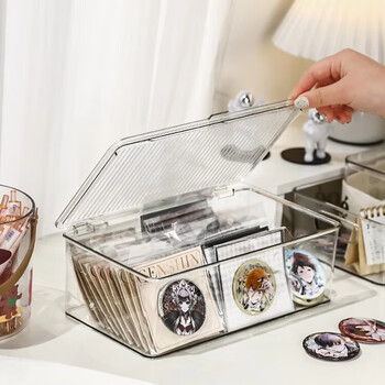 Glimmer storage box transparent acrylic hand tent peripheral badge display rack box dust-proof millet storage rack frosted stripe storage box 3.2l