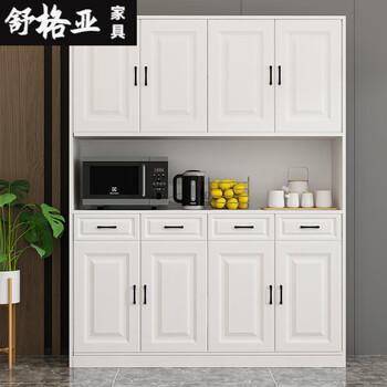 Shugeya 2025 new modern simple sideboard tea cabinet wine cabinet kitchen large capacity multifunctional storage cabinet home white european door two-door low cabinet (free installation)