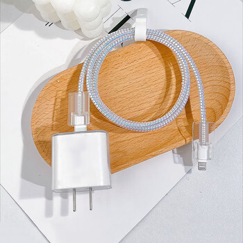 Lingyou chuanghuo apple data cable protective cover is suitable for iphone15 promax charging winder 14/13/12 fast charging 18/20w anti-break and anti-fall type-c port transparent and simple apple 20w four-piece set transparent -1 meter data cable
