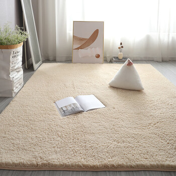 Budis high-end sherpa living room bedroom carpet light luxury solid color home sofa coffee table thickened non-slip plush bedside blanket sherpa - beige 80*200cm