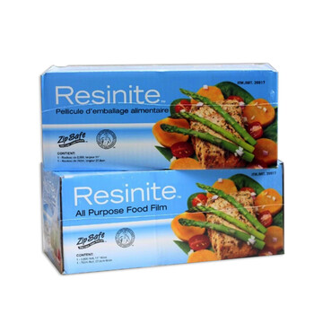 Huili custom-made ready-made canadian imported food plastic wrap with sliding knife cutter box for household use 762 meters resinite 762 meters made in canada blue box 1