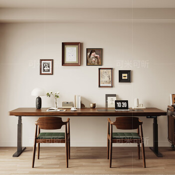 Komi kexin south american walnut large solid wood electric lifting double desk work table living room home computer table desktop high-end south american walnut log thickness 4.5cm 240*80* lifting height 71-118cm