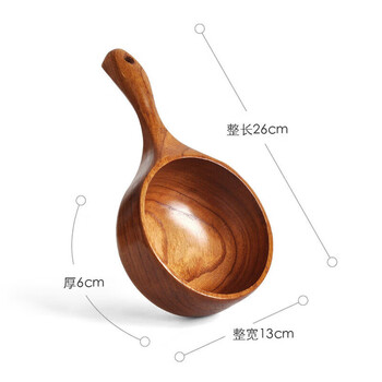 Water spoon korean style whole wood handle solid wood measuring spoon large natural color large leaf camphor water scoop 375ml