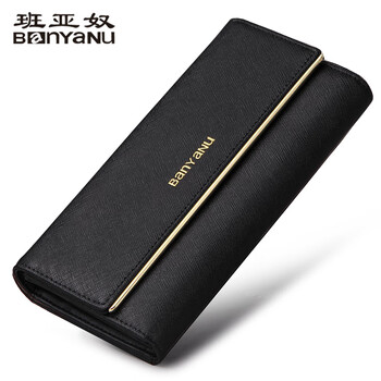 Scarecrow (mexican) 2024 new fashion wallet women's long three-fold large capacity genuine leather wallet women's wallet thin black store manager anti-theft brush