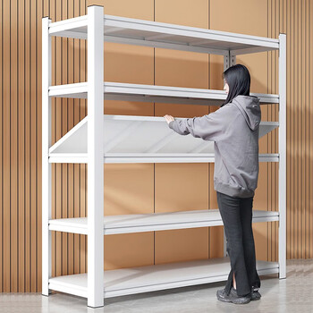 Seven-sequence shelf storage rack storage home warehouse multi-layer display rack medium-sized angle steel shelf basement storage rack four layers 183cm default white length 150 width 50cm