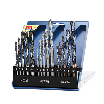 Jieyunmao electric drill alloy drill bit set 15-piece woodworking drill bit construction drill bit twist drill bit household drilling electric drill 4 5