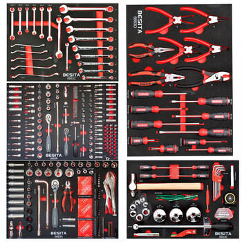 Besita drawer auto repair tool cart with 330 tools, machine repair auto repair tool cart with tools, tool cart, five layers, 330 tools without cart