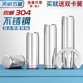 Tianzhuo hardware 304 stainless steel slotted pin two double-head circlip pin positioning cylindrical plug pin m3m4m5m6m8-m12 m5*30 (5 sets)