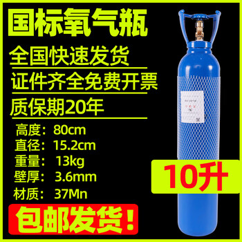 Medical oxygen bottle household 10 liter industrial welding portable plateau hypoxia oxygen supply device for pregnant women and the elderly to inhale oxygen