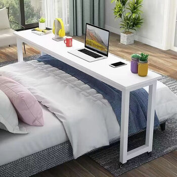 Zhancheng computer desk bed desk home bedroom desk long cross-bed table multi-functional movable lazy bedside table flat style whiteboard + white shelf* length 60 width 40 height 80cm/with 0.4m wide bed