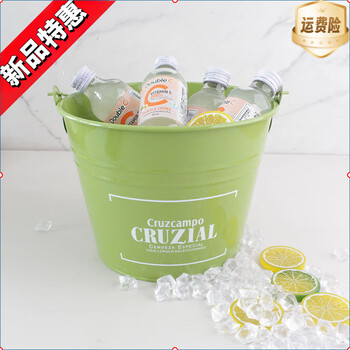Fengni bar commercial ice bucket ktv draft beer beverage beer bucket outdoor household ice cube milk tea coke creative iron bucket light green 8 liter mouth 24 high 22