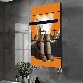 Ni zhier customized copper and aluminum small basket bathroom radiator wall-mounted household water heating radiator art heating towel rack towel rack hole spacing 40 yellow violence 0.8m