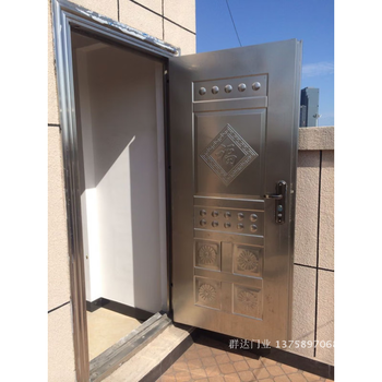 Qilicai 304 stainless steel door security door entry door household white steel stainless steel entry project building security door 12 nickel 304 blessing word 205*96