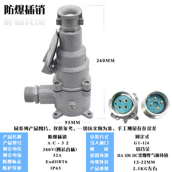 Explosion-proof socket/explosion-proof plug ac-16/32/220v/380v/explosion-proof plug socket industrial plug ac-32/380v (four-core straight plug)