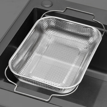 Huangsi retractable drain basket kitchen sink filter multi-functional stainless steel vegetable washing fruit draining dish basin rack 35*22*6cm retractable drain basket