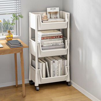 Quanpinwu movable under-table bookshelf with wheels, movable storage rack, storage cabinet, small bookshelf, dormitory snack rack