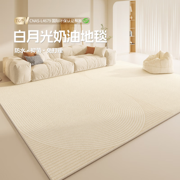 Budis carpet living room carpet bedroom light luxury modern high-end cream style waterproof no-wash wipeable large area mat begin line-4t 200*300cm