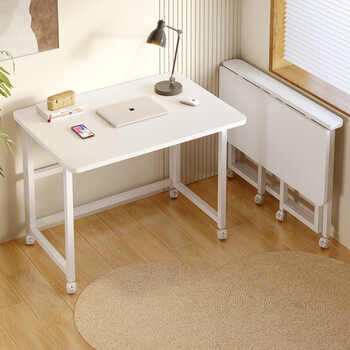 Zhuobo computer table folding table study table small table with wheels bedside table bz22 minimalist white 80*40cm