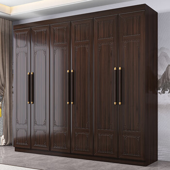 Hengyun wardrobe chinese rosewood wardrobe bedroom home storage cabinet top cabinet side cabinet combination solid wood storage cabinet 8628 six-door wardrobe rosewood color