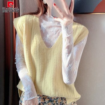 Pierre cardin lace bottoming shirt for women, thin, stylish, high-end brand, white turtleneck inner top, long-sleeved autumn and winter new small shirt, white s