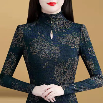 Duilan winter thickened velvet bottoming shirt for women 2025 autumn and winter new style foreign style outer wear high collar warm inner shirt to look slim b41-30#699# regular m suitable for 80-100 pounds