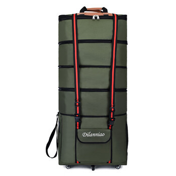 Extra large capacity 158 air checked bag, study abroad moving oxford cloth travel universal wheel waterproof folding bag, heightened 42-inch green explosion-proof belt bearing universal 6-wheel