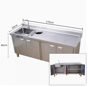 304 stainless steel kitchen integrated sink sink cabinet washbasin integrated cabinet cabinet stove storage can be customized length 175 width 60 height 80 left pool garbage port right pool