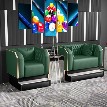 Duge high-end billiards sofa and viewing chair billiard hall sofa billiard room seat billiards sofa chair light luxury viewing chair turquoise green three-person (including coffee table)
