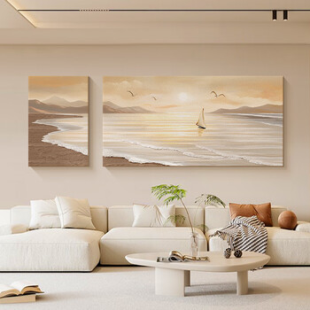 Long time no see, cream style living room decoration painting, smooth sailing, landscape painting, sofa background wall hanging painting, high-end sandstone mural