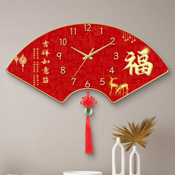 Dilan living room wall clock new restaurant wall clock no punch perpetual calendar home clock chinese style silent quartz clock ruyifu sxa medium size 40*20cm