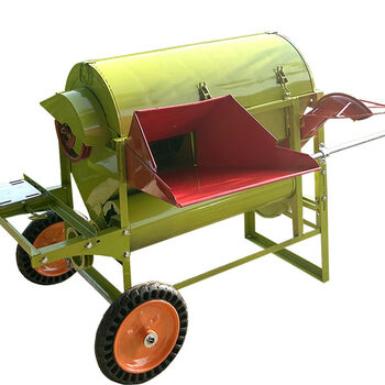 Kezitu customized feeding new threshing machine, automatic rice bagging, agricultural winnowing threshing machine, multi-functional rice and wheat threshing machine, full feeding, enlarged and thickened bare machine (with wheels)_single machine