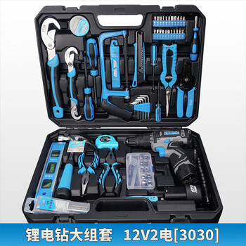 Shangjiang (sj) household electric drill tool set electrician lithium electric drill repair woodworking multi-functional hardware electric tool box lithium electric drill large set 12v2 electric 3030 i hand saw