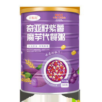 Jingzhifang chia seed, purple sweet potato and konjac meal replacement porridge, purple sweet potato porridge, grain powder meal replacement porridge, instant meal replacement jingzhifang chia seed, purple sweet potato and konjac meal replacement porridge, one can
