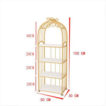 Nordic storage rack golden wrought iron living room storage multi-layer floor-to-ceiling partition bookshelf light luxury manicure display rack length 50 width 30 height 150 four layers gold