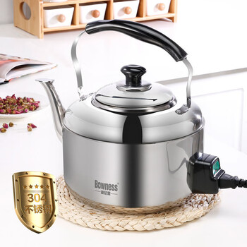 Old-fashioned kettle 304 whistle stainless steel large electric kettle for dormitory home use extra large capacity plug-in kettle with 1 meter power cord can hold a large thermos bottle 5l