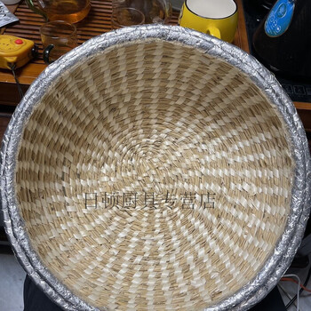 Straw pot lid, handmade firewood pot steamer, woven household universal iron pot, dripping aluminum pot, flat lid, round straw hat, traditional upgraded version with edging, 41 cm, shot according to the inner diameter of the pot mouth