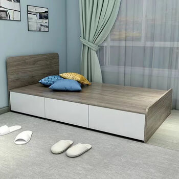 Ye yu solid wood bed tatami customized high box storage modern simple double floor-standing drawer bed master bedroom storage small apartment ice gray white 3 drawers box height 30 installed with mattress hot sale