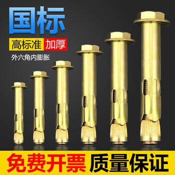Jingxuan external hexagonal internal expansion screw color zinc built-in implosion floor pull expansion bolt collection m6m8m10m12 m6*50 (20 pieces) punch 8mm
