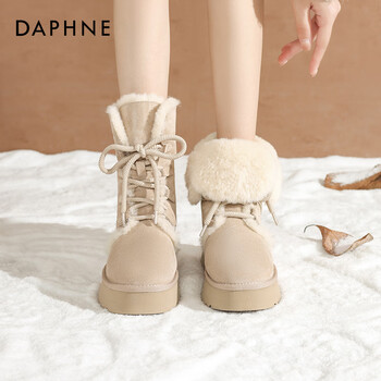 Daphne snow boots waterproof and non-slip women's 2025 autumn and winter new style plus velvet thickened short boots northeast warm cotton shoes