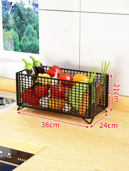 Yusenyi kitchen storage rack countertop fruit and vegetable storage rack household fruit and vegetable storage basket multi-functional ginger large black large