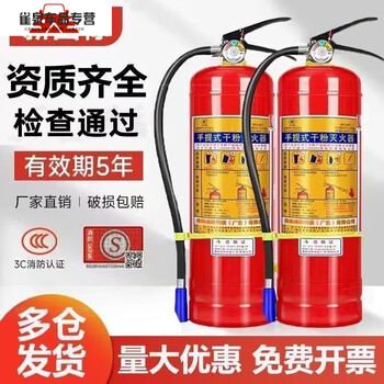 Fancychic national standard portable 4kg dry powder fire extinguisher for shop, vehicle, household and commercial 2/3/4/5/8kg fire fighting equipment 4kg carbon dioxide, two packs, company/store, hose/with inspection card