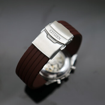 Silicone strap suitable for citizen eco-drive blue angel series air eagle orange waterproof men's bracelet 23mm brown-silver safety buckle 23mm